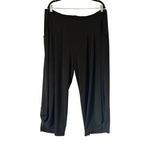 Lisa Bayne XXL Black Lantern Pants Asymmetrical Pleated Lagenlook Pockets USA